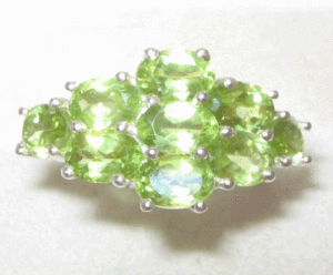 Shah Gems Women's Natural Peridot <b>Ring</b> <b>925</b> Sterling <b>Silver</b> Geometric Pattern Platinum Jewelry Rhodium Plated for Everyday Wear - Product Image 1