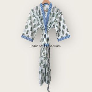 Wholesale Hand Block Printed Cotton 60s Cotton Bathrobe - Product Image 3