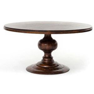 Support à gâteau rond sur pied en bois d'acacia fait à la main avec motifs, passe au lave-vaisselle, pour servir des gâteaux et des fruits - Product Image 1