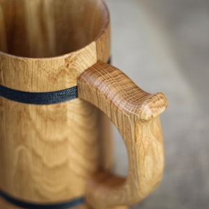Best Selling Cheap Price Natural Wood Finished Beer <b>Mug</b> With Handle Custom Size <b>For</b> Home Restaurant Tableware Drinking <b>Men</b> Lover - Product Image 5
