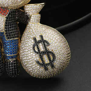 Cartoon Big Money Bag Hip Hop Pendentif Personnalisé Argent Sterling 925 Moissanite Diamants Collier Style Vintage Multicolore - Product Image 2