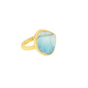 Cristal lisse Larimar Cabochon Gemstone Design Simple Réglable Exquis Pectolite Ocean Stone Bague en pierre unique - Product Image 6
