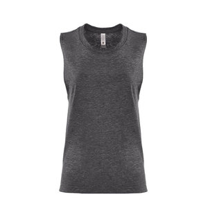 Camiseta sin Mangas de Alta Calidad para Mujer, Color Azul Jaspeado, Corte Redondo, Marca Next Level - Product Image 3