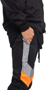 Conjuntos deportivos personalizados de alta calidad para hombre, ropa de invierno de forro polar de algodón y poliéster con logotipo, chándal gris azul con cremallera - Product Image 4