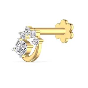 14kt Artistic Design Natural Diamond <b>Nose</b> Pin for Women in Yellow Rose & White <b>Gold</b> Birthday Wedding Gift - Product Image 4