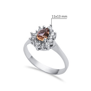 Elegant Design Pear Cut Sultanite <b>CZ</b> Stone Cluster <b>Ring</b> 925 Sterling Silver <b>Ring</b> Wholesale Turkish Jewelry - Product Image 2