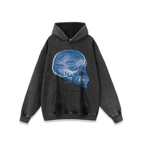 Sudadera con capucha de algodón puro pesado lavado y envejecido de marca, Sudadera con capucha vintage informal versátil para hombres y parejas - Product Image 1