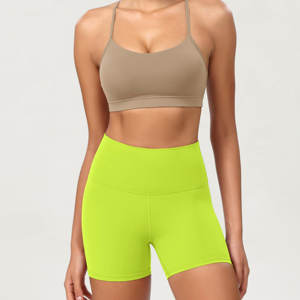 Pantalones cortos de Yoga para Fitness de tres cuartos, pantalones cortos de Yoga para Fitness para mujer, pantalones cortos de motorista sólidos sin costuras suaves de cintura alta - Product Image 4