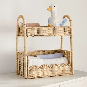 Organizador Apilable Escalonado de Ratán Natural, Organizador Decorativo para Baño y Espacio de Estar, Accesorios de Baño - Product Image 1