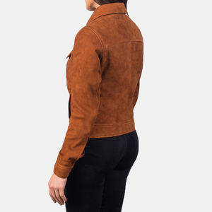 Chaqueta de cuero genuino de gamuza para mujer, diseño moderno, ideal para uso en la ciudad, viajes y uso diario. - Product Image 2