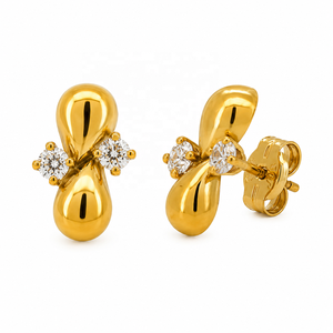 JJBRAVO Pendientes de Oro Sólido de 14k con Diseño Infinito y Circonitas, Estilo Contemporáneo Elegante, Certificados por Terceros, para Mujer, Joyería Fina OEM/ODM - Product Image 3