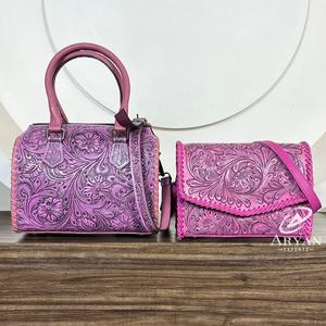 Sac à main et sac bandoulière en cuir de vache véritable de haute qualité, vente chaude, ensemble de bagages 2 pièces pour unisexe - Product Image 1