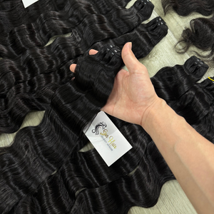 Sun Hair Company Luxe Naturel Noir Double Dessiné Naturel Ondulé Trame Bundles de Cheveux Brut Vietnamien Cheveux Humains Sans Colle Perruque HD Lace - Product Image 4