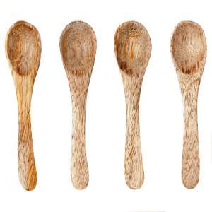 Juego de 4 Mini cucharas de madera de mango hechas a mano, utensilios de cocina únicos para ensaladas, servidor de ensaladas de madera - Product Image 1