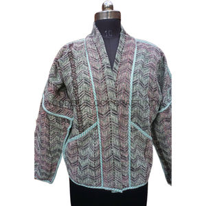 Chaqueta de Invierno Vintage Ecológica, Estampada, Transpirable, de Algodón Tejido, con Cuello en V, Reversible, Acolchada, de Secado Rápido, Lista para Usar Todos los Días - Product Image 3