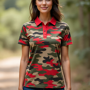 Polos de camouflage à séchage rapide vêtements de sport course à manches courtes col rabattu partout polos de sublimation dames - Product Image 2