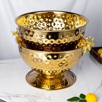 Seau à glace de luxe en or, refroidisseur à vin, bol à champagne en acier inoxydable pour boissons, bar, fête, mariage, décoration d'événements