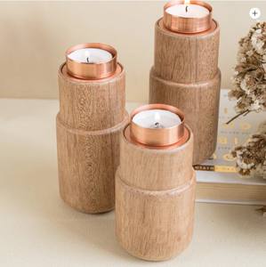 Nuevo portavelas decorativo para el hogar en forma cilíndrica grabado de Metal decorativo votivo en acabado rústico para hotel en casa - Product Image 4