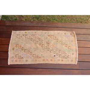 พรมคิลิมขนาด 1.4x2.7 ฟุต พรมวินเทจตุรกี พรมลายสัตว์สีน้ำตาลน้ำเงิน - Product Image 1