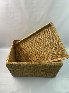 ตะกร้าเก็บผักตบชวาทำมือขนาดใหญ่เป็นมิตรกับสิ่งแวดล้อมพร้อมโครงเหล็กสีธรรมชาติสำหรับใส่เสื้อผ้า - Product Image 4