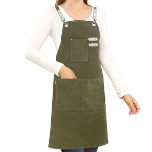Salon Cafe Kitchen Use Adjustable Custom Waterproof Polyester Canvas Pinafore <b>Apron</b> for Women Men - Product Image 4