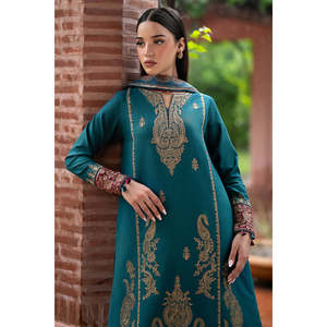 Ensemble 3 pièces JAZMIN printemps/été : chemise en mousseline brodée, dupatta imprimé Monarch et pantalon - BIC-3581 - Product Image 3