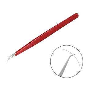 แหนบต่อขนตาแบบญี่ปุ่นสีแดงแหนบต่อขนตาแบบมีด้ามจับติดเพชร - Product Image 5