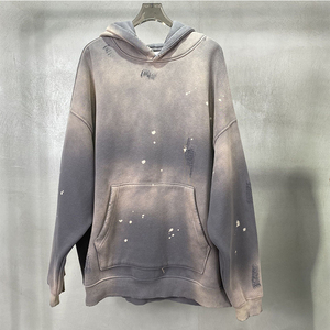 Custom logo Streetwear High Quality Acid Washed Hoodie Stone Washed Oversize Vintage Distressed Sun Faded Hoodie for <b>Men</b> - Product Image 5