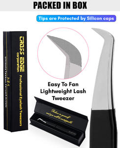 Pince à épiler en acier inoxydable à pointe en fibre pour extensions de cils, pointe étroite, forme en L à 75 degrés, durable, précision professionnelle - Product Image 5