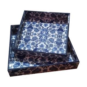 Plateau de service de mariage en revêtement émaillé spécial fabriqué à la main de qualité exportée plateau en bois d'Inde avec expédition internationale - Product Image 3