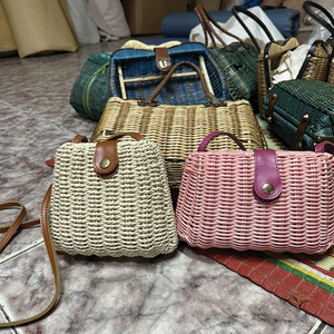 2023 vente en gros personnalisé grande capacité à la main paille fourre-tout tissage rotin femmes sac de messager pour dames - Product Image 6