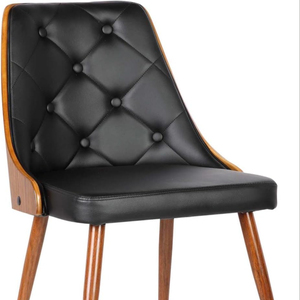 THLCr - 0078 European Custom Livingroom Chair in Black Faux Leather and Walnut Wood Finish <b>for</b> Living Room - Product Image 1
