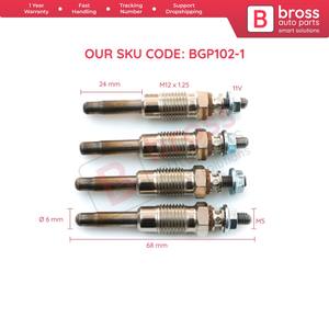 BGP102-1 4 pièces bougie de préchauffage chauffage auxiliaire 11 Volt 7700734956 5962.T1, 5962.1Y 0250201029 Bross pièces automobiles fabriquées en turquie - Product Image 6