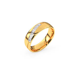 Anillo único con diamante cultivado en laboratorio para ella, de 0.12 quilates, redondo, en oro amarillo, blanco y rosa de 9 quilates. - Product Image 3