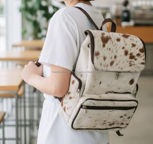 Sac à dos multifonctionnel en cuir véritable style western vintage, en cuir de vachette, portable, avec fermeture éclair, pour voyage, ordinateur portable et école HNBP-0065 - Product Image 6