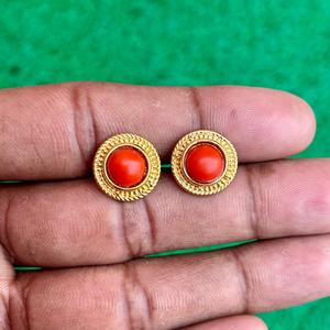 Boucles d'oreilles en corail rouge naturel Bijoux en pierres précieuses faits à la main pour femmes Bijoux minimalistes en pierres précieuses véritables - Product Image 6