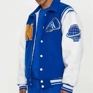 Veste universitaire à col montant en toile avec patchs brodés, couleur unie, pour l'extérieur et l'école, prix de gros, fabricant pakistanais - Product Image 5