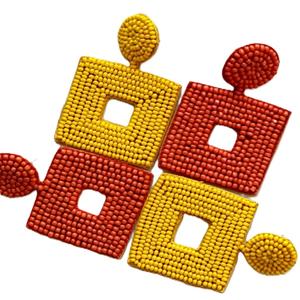 Boucles d'oreilles pendantes tendance en perles de rocaille pour un usage quotidien, boucles d'oreilles pendantes colorées en perles avec un style moderne - Product Image 5