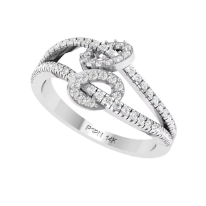 แหวนทอง 14K ประดับเพชรธรรมชาติ 70 เม็ด ทรงกลมเจียระไนแบบบริลเลียนท์ ดีไซน์วงแหวนแบบ Bandhan Halo สำหรับผู้หญิง |   0.26Ctw ชุบโรเดียม ได้รับการรับรองจาก IGI น้ำหนัก 3.40 กรัม - Product Image 1