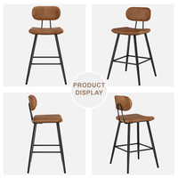 Tabourets de comptoir industriels, chaises hautes en PU brillant avec pieds en métal noir et repose-pieds pour cafés et restaurants
