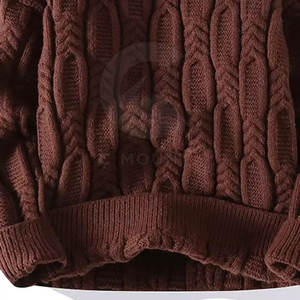 สเวตเตอร์ถักขนแกะสำหรับผู้ชายเสื้อสเวตเตอร์ถักแบบลำลองสีพื้น - Product Image 5