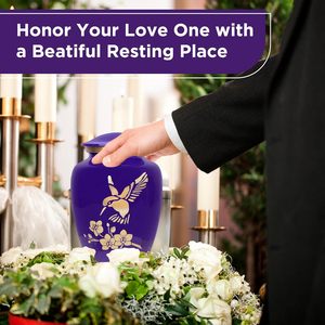 โกศโลหะโกศโลหะพร้อมรูปนกดอกไม้โกศโลหะสำหรับจับนกในงานศพออกแบบด้วยโลหะสำหรับคนที่คุณรัก - Product Image 3