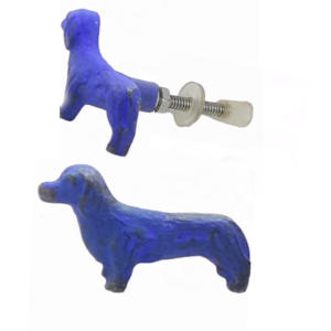 Boutons et poignée de tiroir d'armoire de porte de chien en fonte vieilli bleu royal moderne pour salles de bain salons et appartements - Product Image 2