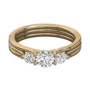 Bague de fiançailles en diamant rond à trois pierres pour elle - Product Image 1