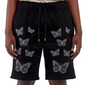 Pantalones cortos de lana para mujer, informales, transpirables, de tendencia, totalmente hechos a medida con decoración de diamantes de imitación, 2025 - Product Image 2