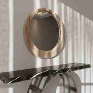 กรอบกระจกทำจากไม้ทรงกลมสำหรับตกแต่งบ้านจากอินเดีย - Product Image 2