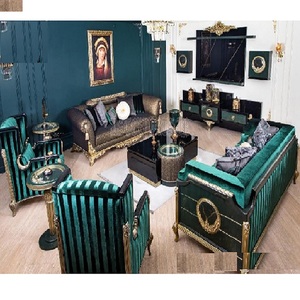 Modern Style Living Room Furniture Set 8 Seater <b>Antique</b> Hand Carved Teak Wood <b>Sofa</b> Durable Customized Size Home - Product Image 1