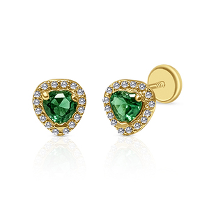 Heart Shaped Fine Stud <b>Earrings</b> Pear Cut CZ Stones Yellow Gold Plated 14K/18K/9K 6.5mm Wedding Engagement Anniversary Jewelry - Product Image 1