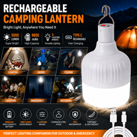 Lampe de tente suspendue portable LED rechargeable 8800 mAh, étanche IP44, avec 5 modes d'éclairage, intensité réglable, pour usage intérieur et extérieur