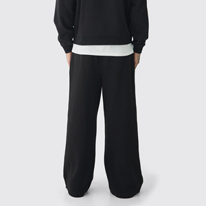 Haute qualité sur mesure jambe large couleur unie poids lourd Streetwear lavé pantalon personnalisé imprimé Logo respirant pantalons pour hommes - Product Image 3